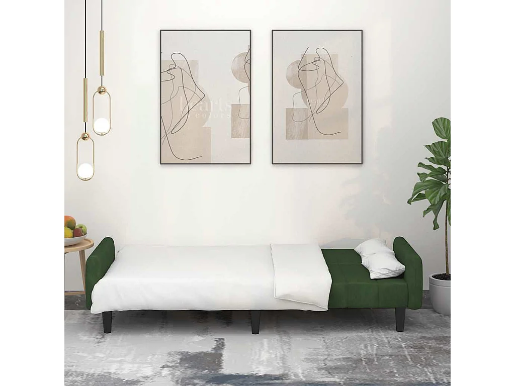 Donkergroene fluwelen 2-zits slaapbank