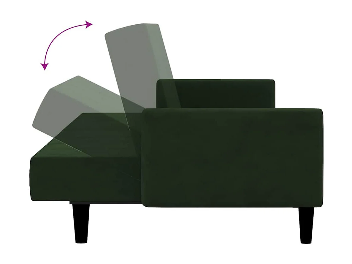 Sofá cama de 2 plazas de terciopelo verde oscuro