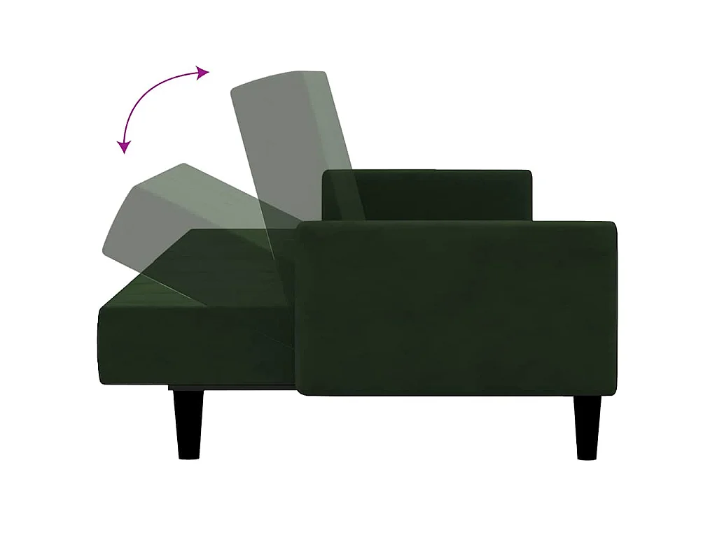 Sofá cama de 2 plazas de terciopelo verde oscuro