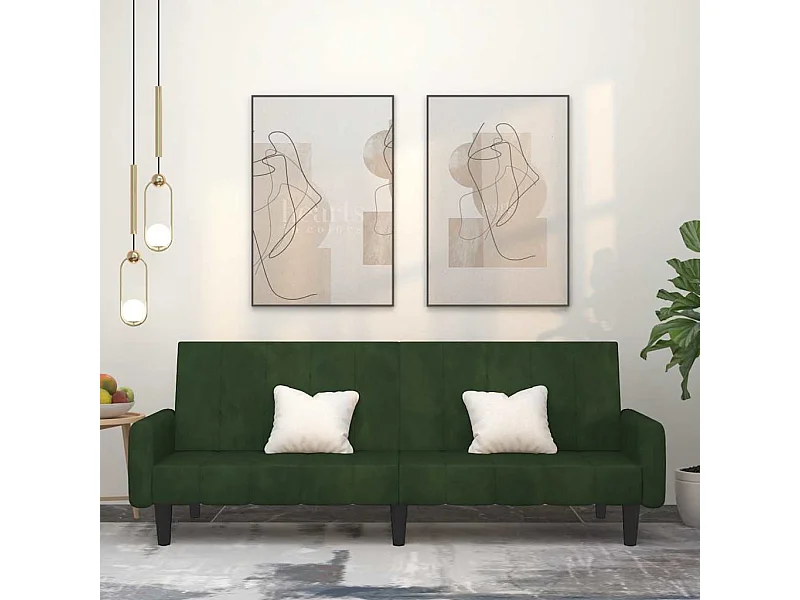 Dunkelgrünes 2-Sitzer-Schlafsofa aus Samt