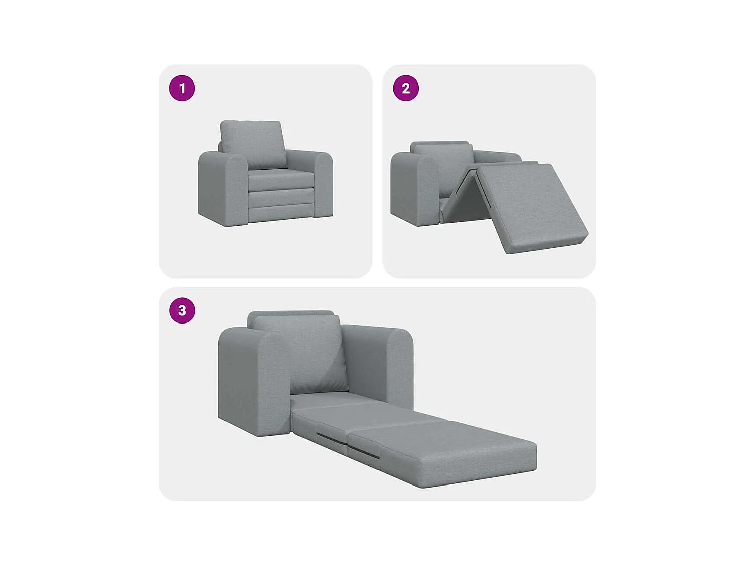 Divano letto grigio chiaro 98 x 71 x 83 cm tessuto