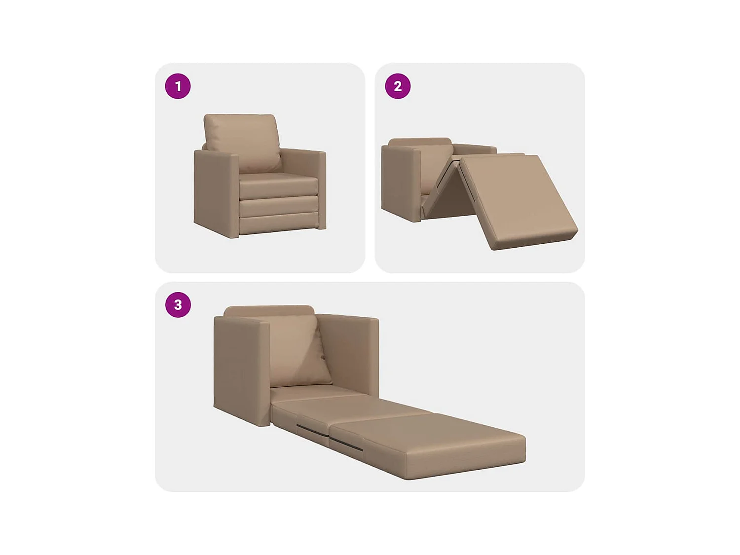 Sofa Lit de Sol Cappuccino 74 x 77 x 81 cm Faux cuir