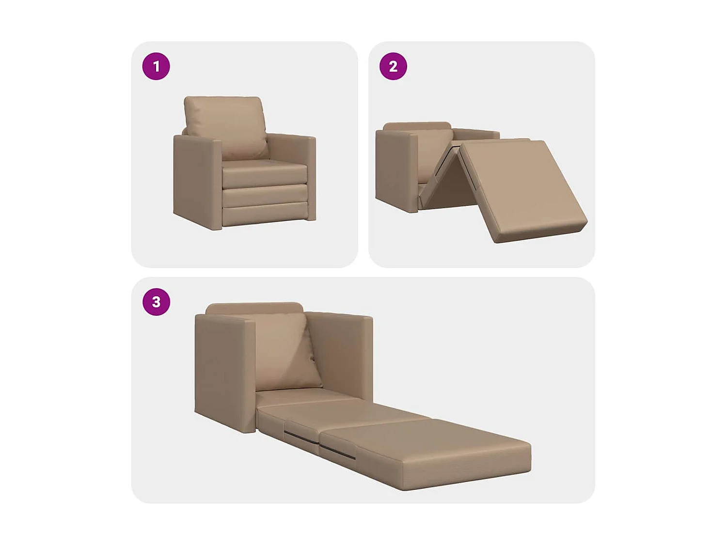 Bank Lit de Sol Cappuccino 74 x 77 x 81 cm Kunst cuir