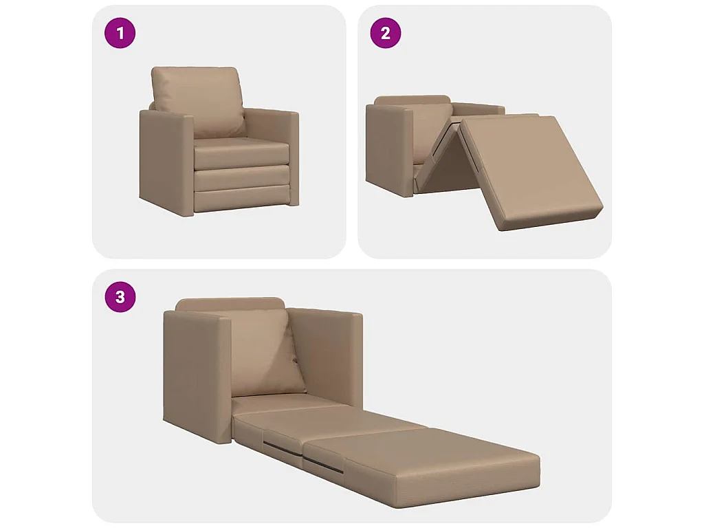 Sofa Lit de Sol Cappuccino 74 x 77 x 81 cm Faux cuir
