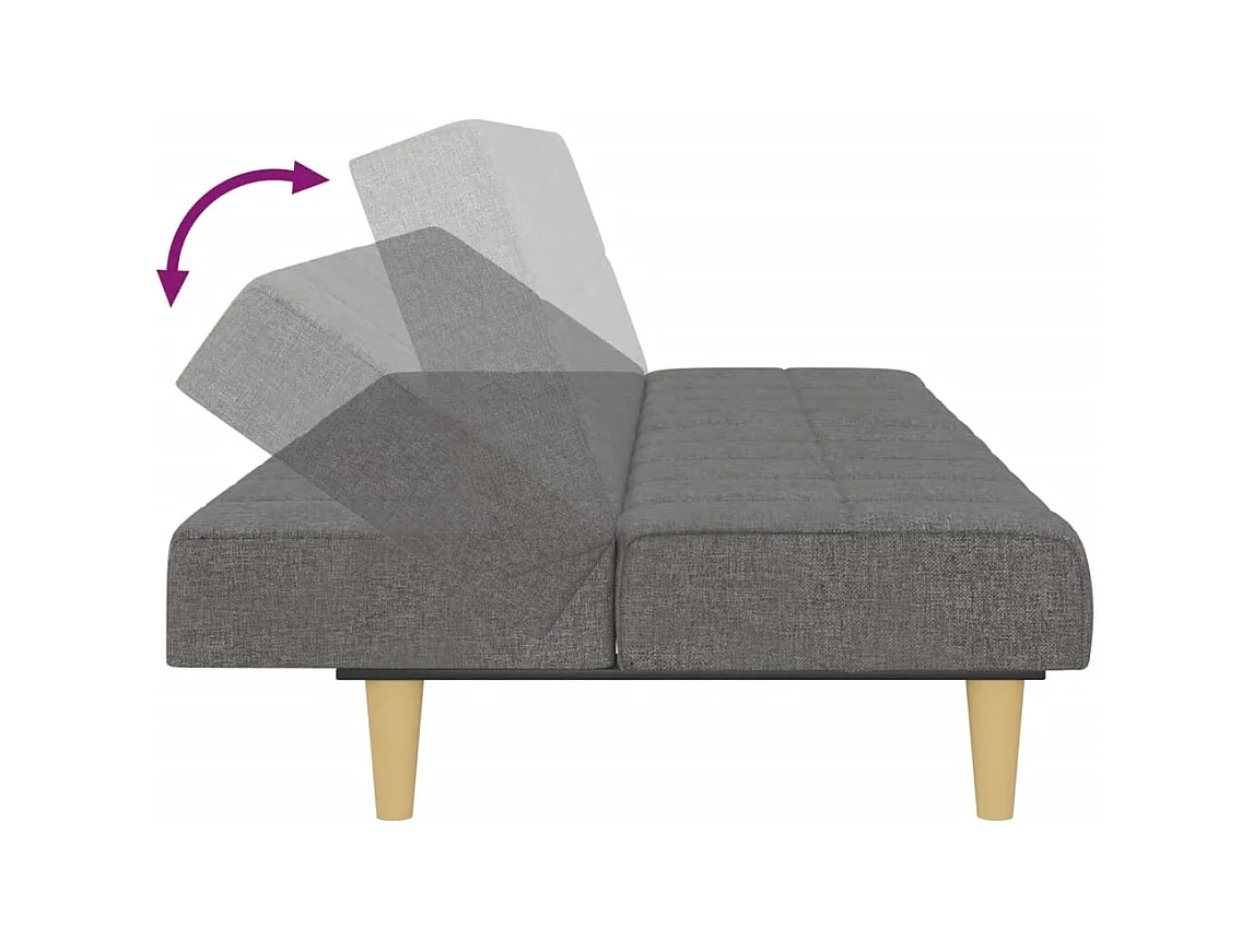 Sofá cama de 2 plazas de tela gris claro