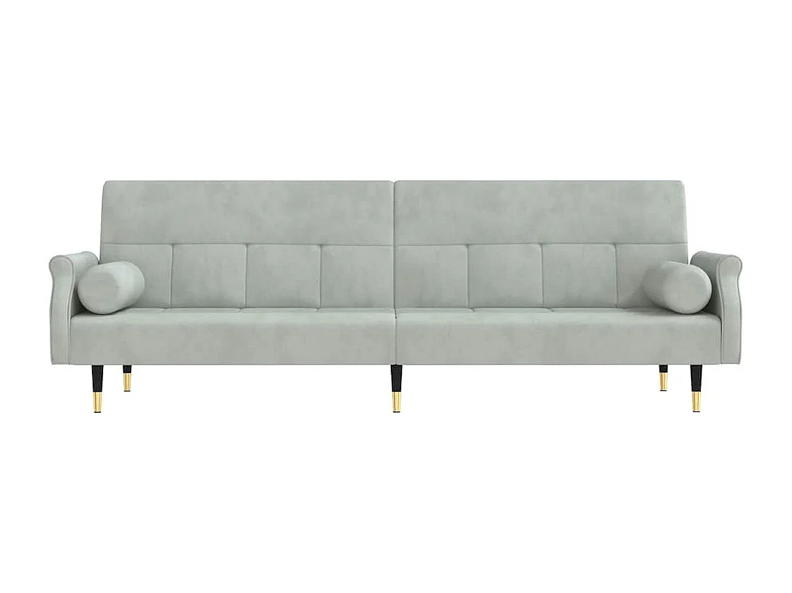 Slaapbank met lichtgrijze fluwelen kussens