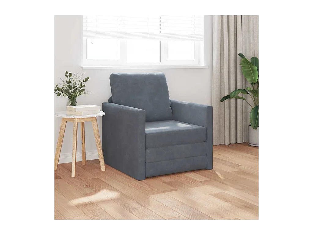 Divano letto con cuscino Grigio scuro 74 x 77 x 81 cm Velluto