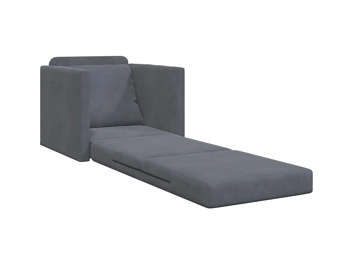 Divano letto con cuscino Grigio scuro 74 x 77 x 81 cm Velluto