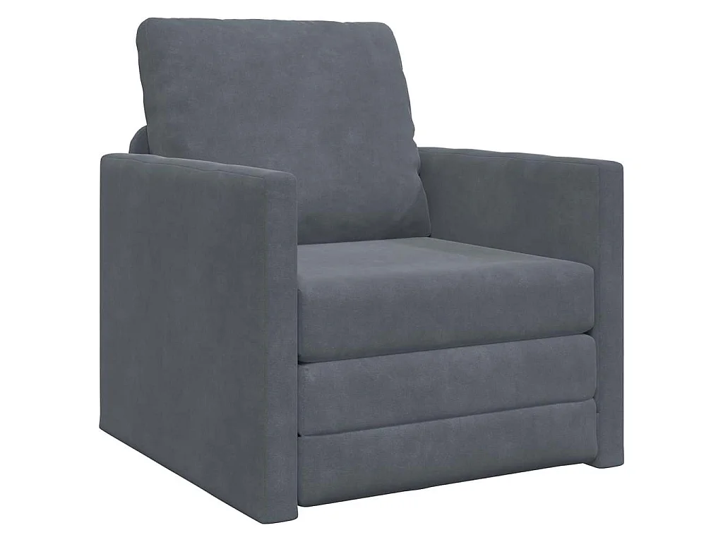 Canapé-lit avec coussin Gris foncé 74 x 77 x 81 cm Velours