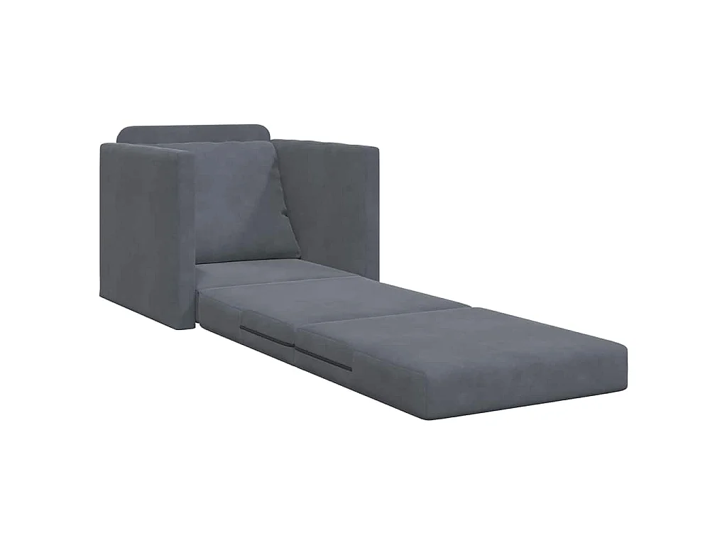 Canapé-lit avec coussin Gris foncé 74 x 77 x 81 cm Velours