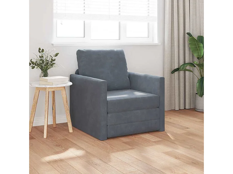 Canapé-lit avec coussin Gris foncé 74 x 77 x 81 cm Velours