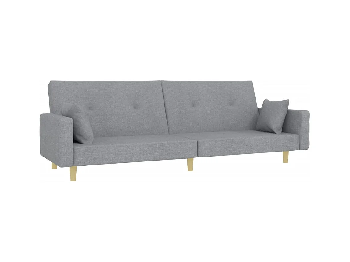 2-zits slaapbank met voetenbank in lichtgrijze stof