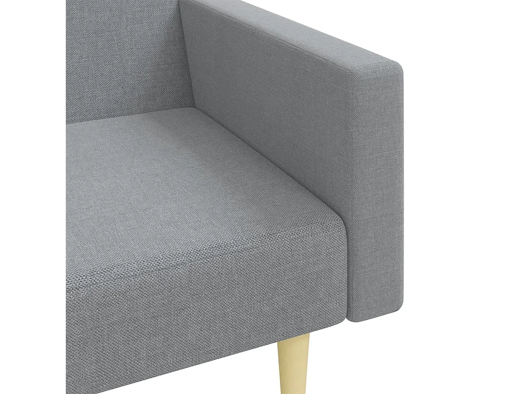 Sofá cama de 2 plazas con reposapiés en tejido gris claro