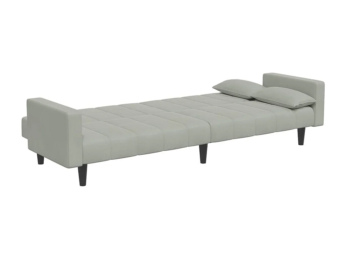 Canapé-lit à 2 places avec repose-pied gris clair velours
