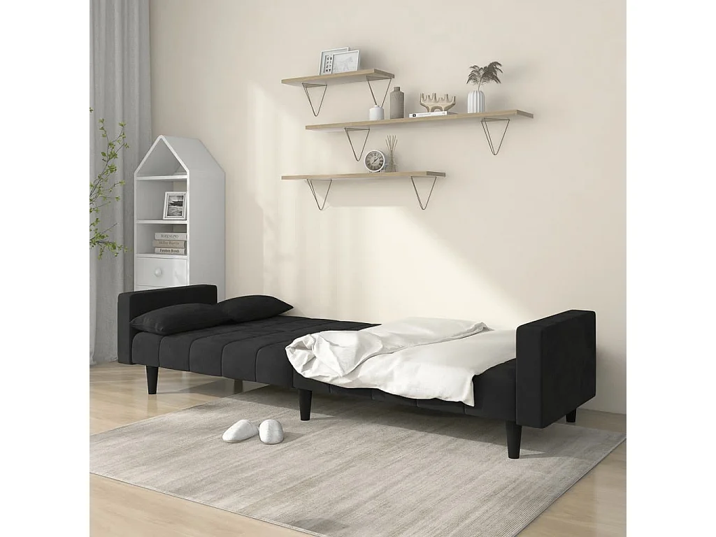 2-zits slaapbank met twee kussens Black Velvet