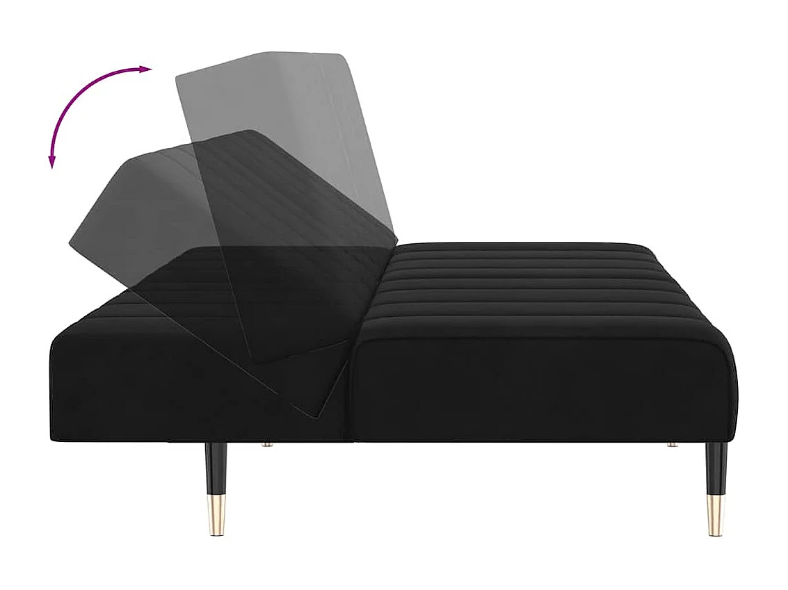 Sofá cama de 2 plazas de terciopelo negro