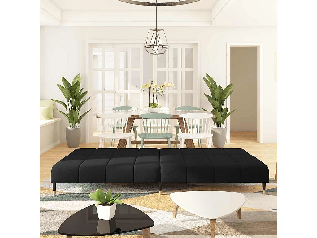 Zwarte fluwelen 2-zits slaapbank