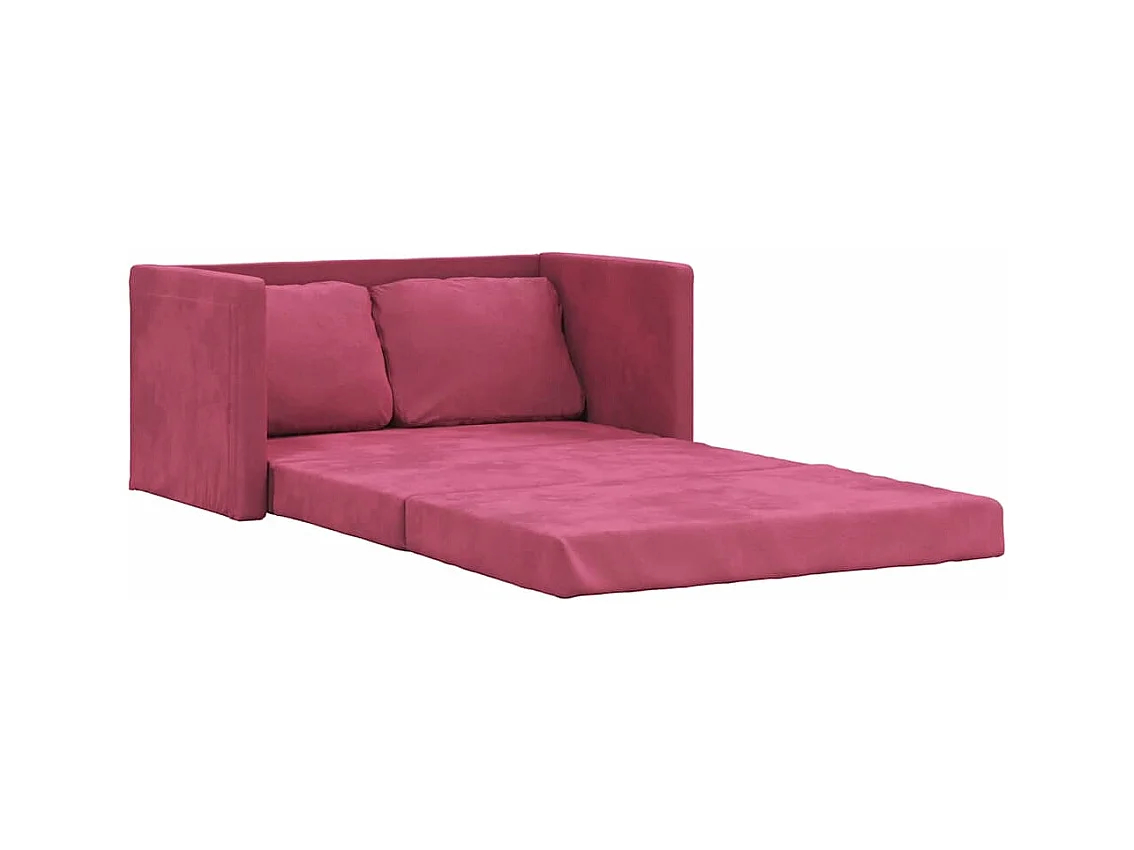 Divano letto 2 in 1 in velluto rosso bordeaux 122x204x55 cm