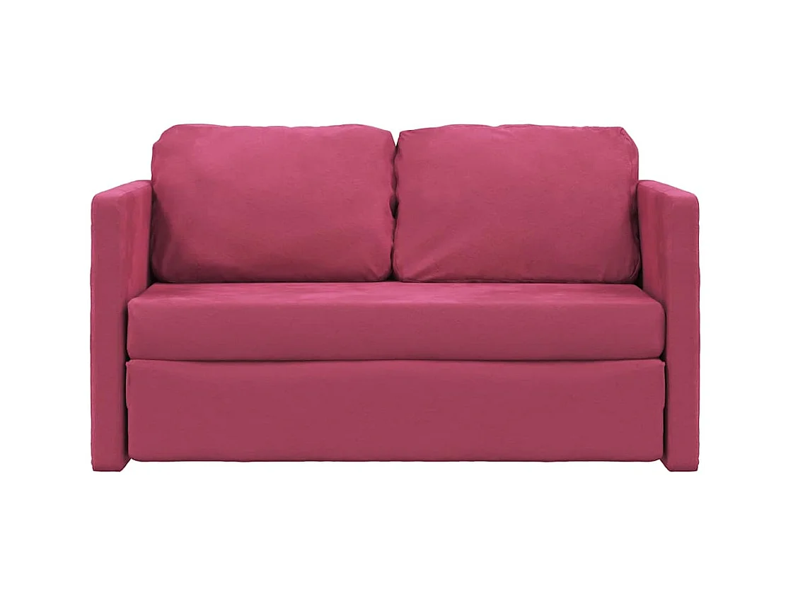 Divano letto 2 in 1 in velluto rosso bordeaux 122x204x55 cm