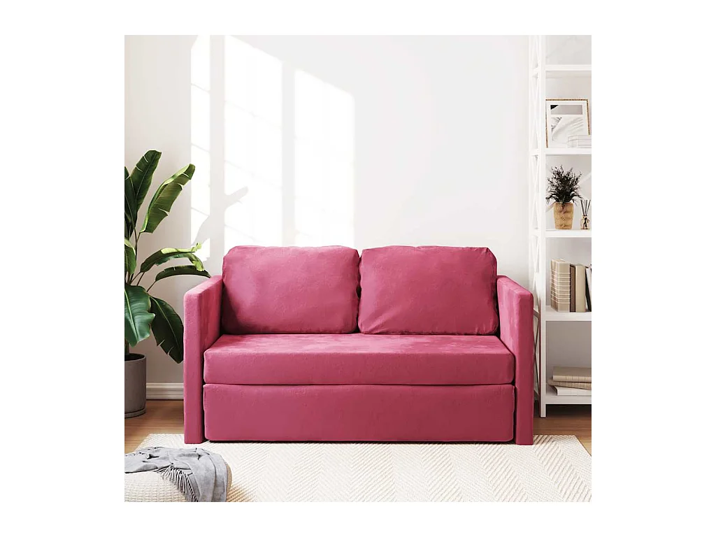 2-in-1 slaapbank in bordeauxrood 122x204x55 cm fluweel