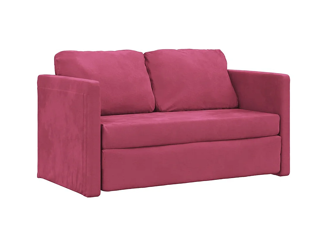 2-in-1 slaapbank in bordeauxrood 122x204x55 cm fluweel