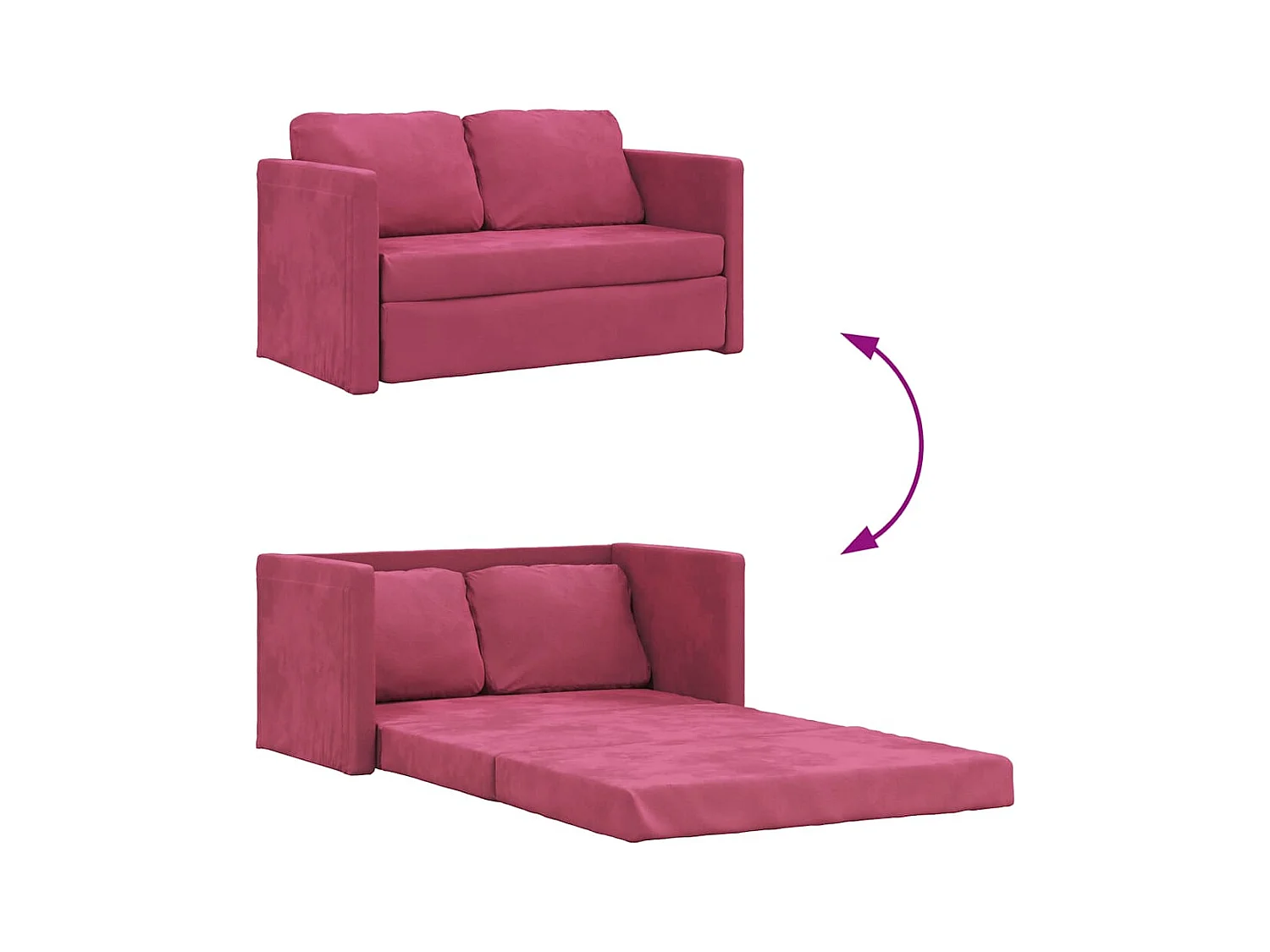2-in-1 slaapbank in bordeauxrood 122x204x55 cm fluweel