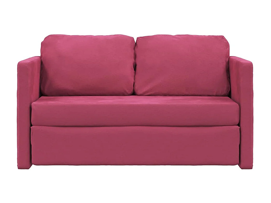 Sofá cama 2 en 1 en terciopelo rojo burdeos 122x204x55 cm