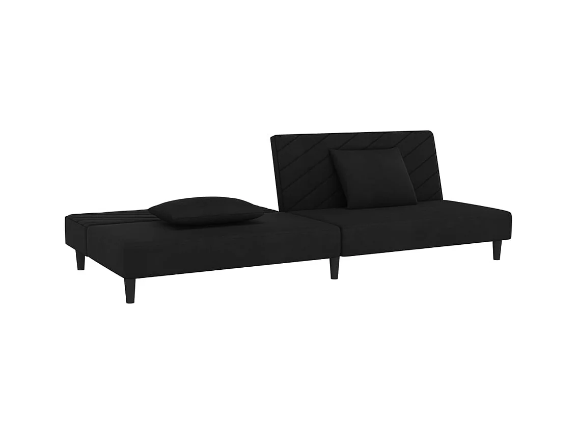 Sofá cama de 2 plazas con dos almohadas Terciopelo Negro