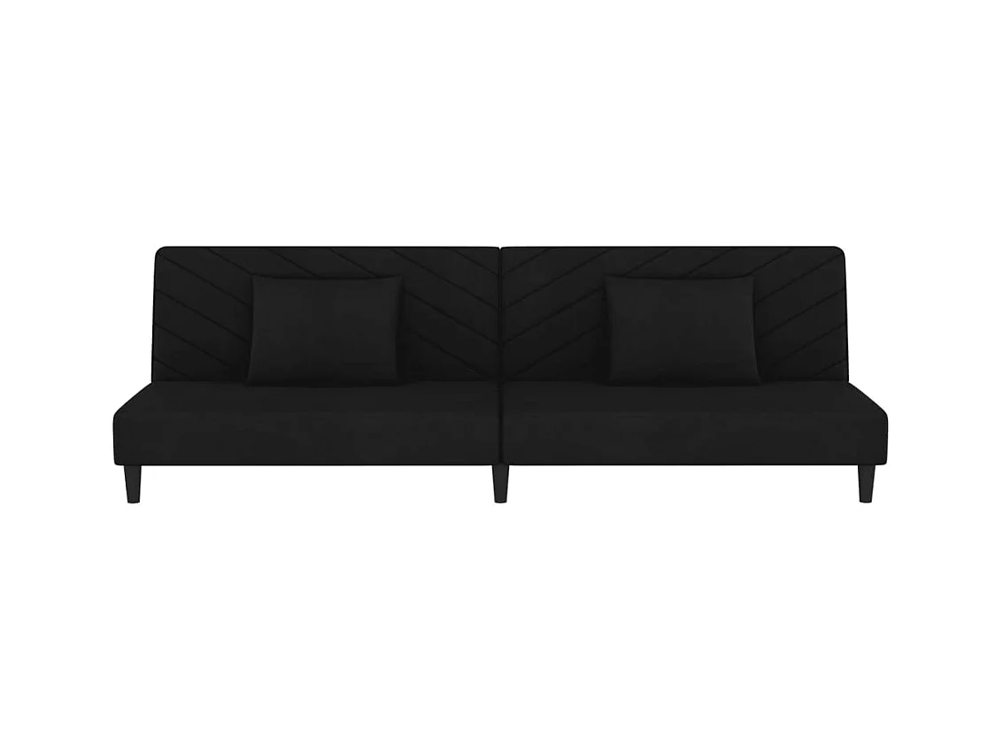 Sofá cama de 2 plazas con dos almohadas Terciopelo Negro