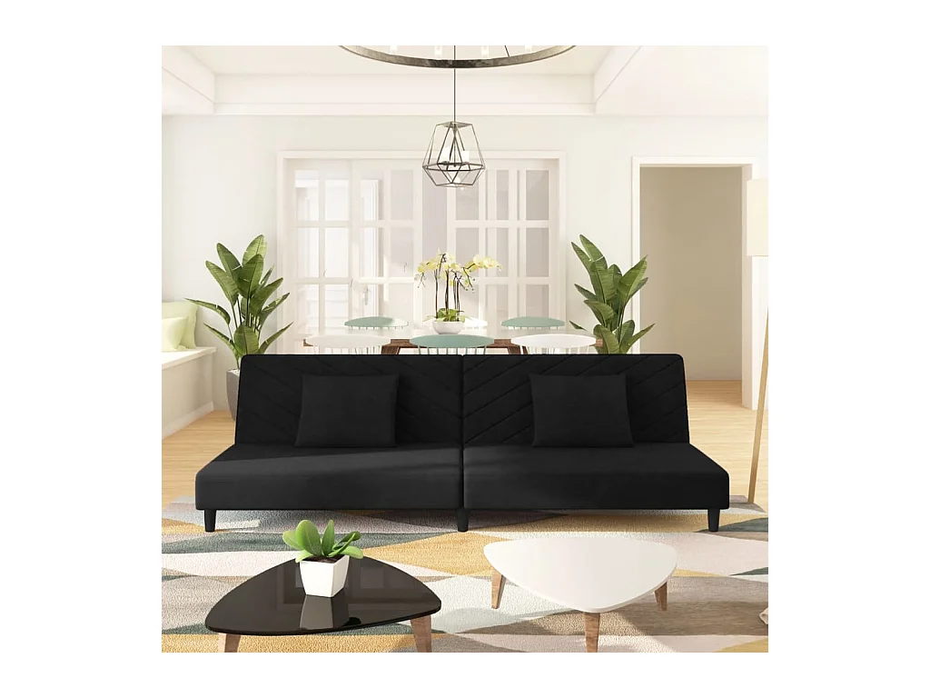 2-zits slaapbank met twee kussens Black Velvet