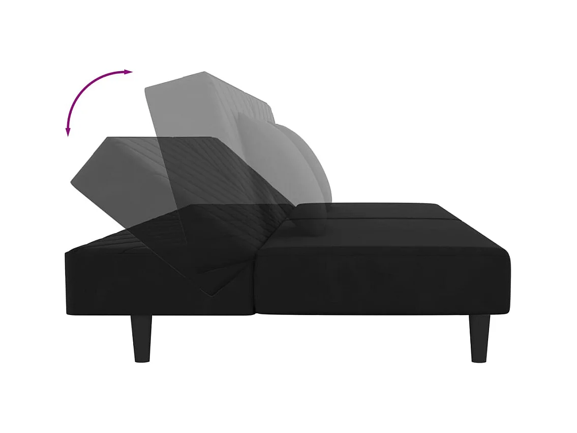 2-zits slaapbank met twee kussens Black Velvet