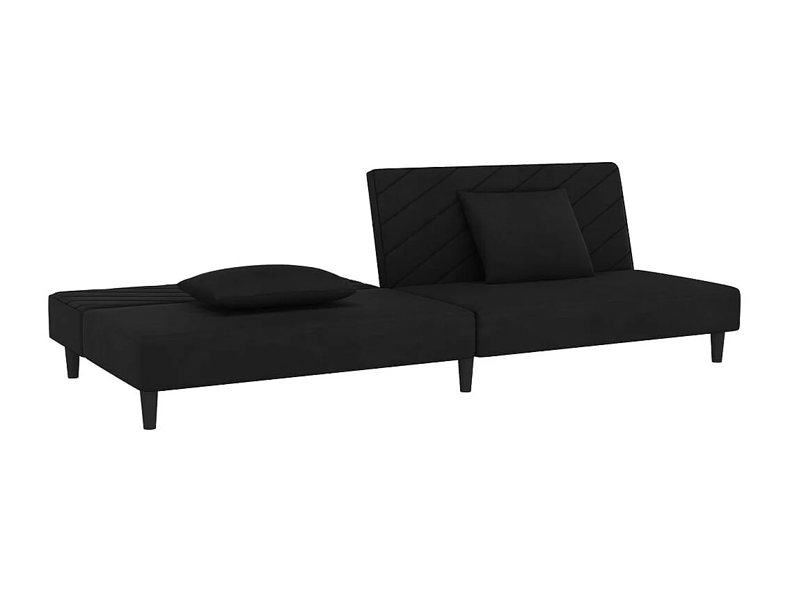 Sofá cama de 2 plazas con dos almohadas Terciopelo Negro
