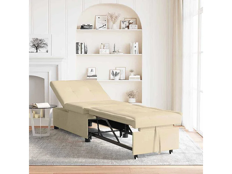 Crèmekleurige slaapbank 194 x 67 x 37 cm stof