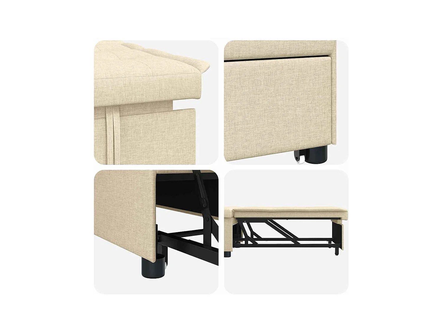 Canapé-Lit Crème 194 x 67 x 37 cm tissu