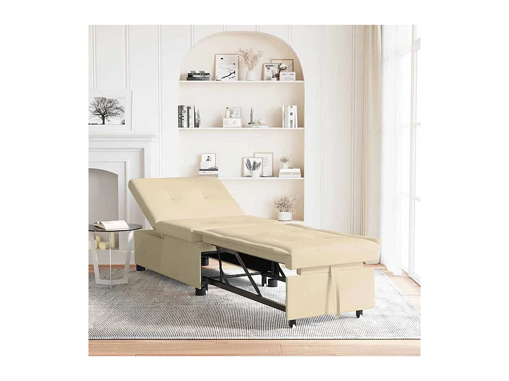 Sofá cama color crema 194 x 67 x 37 cm tela