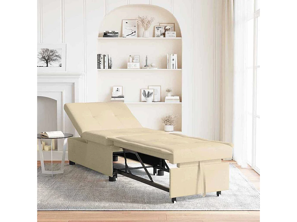 Canapé-Lit Crème 194 x 67 x 37 cm tissu