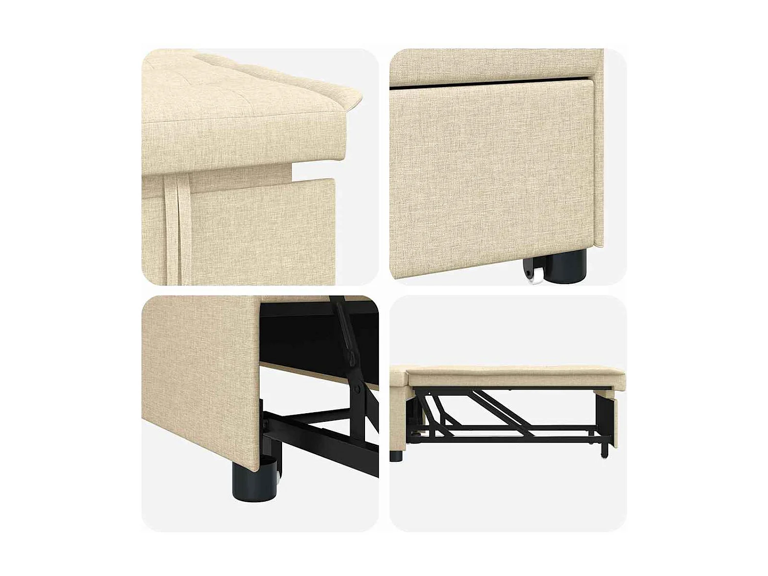 Canapé-Lit Crème 194 x 67 x 37 cm tissu