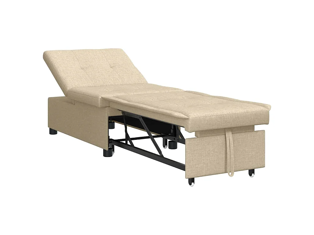Divano letto color crema 194 x 67 x 37 cm tessuto