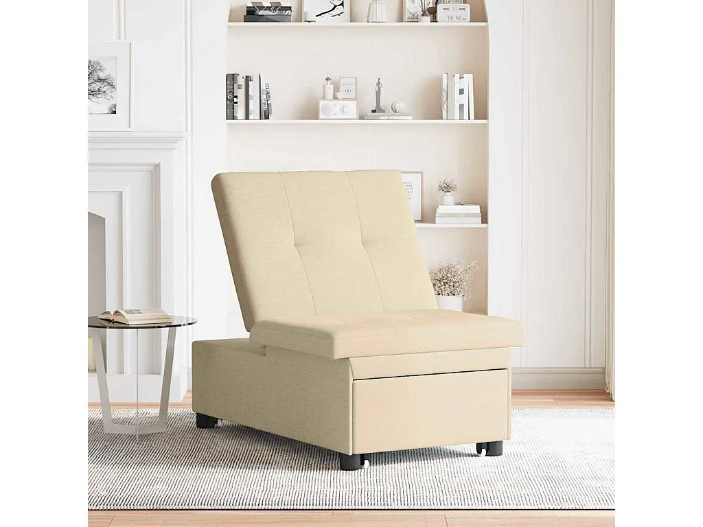 Divano letto color crema 194 x 67 x 37 cm tessuto
