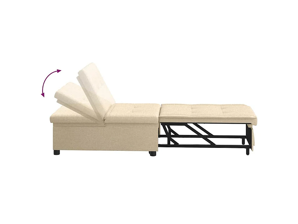 Divano letto color crema 194 x 67 x 37 cm tessuto