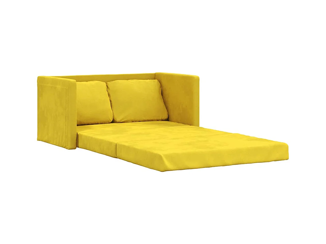 Divano letto 2 in 1 giallo scuro 122x204x55 cm velluto