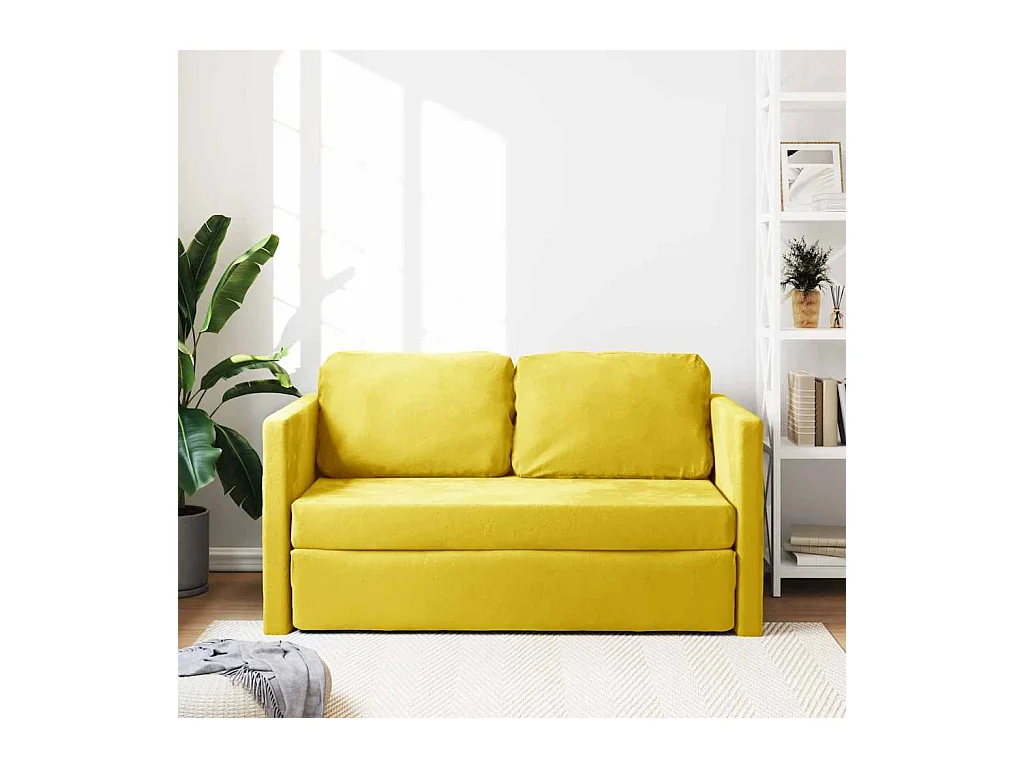Divano letto 2 in 1 giallo scuro 122x204x55 cm velluto