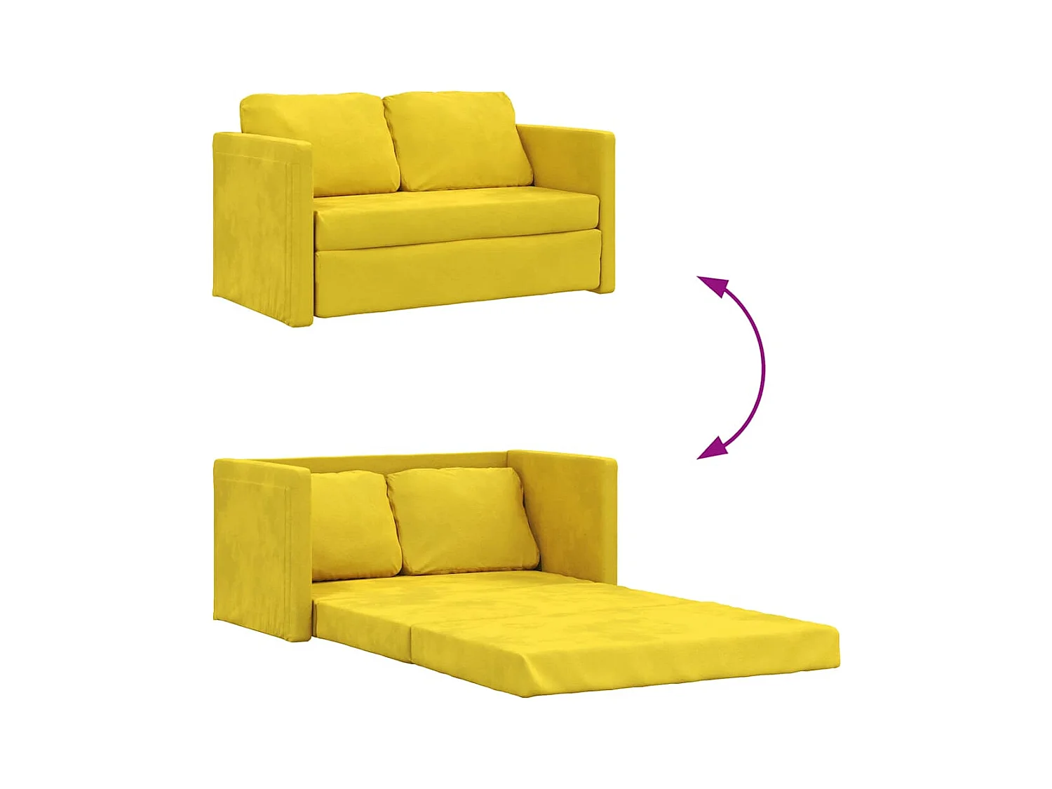 Divano letto 2 in 1 giallo scuro 122x204x55 cm velluto