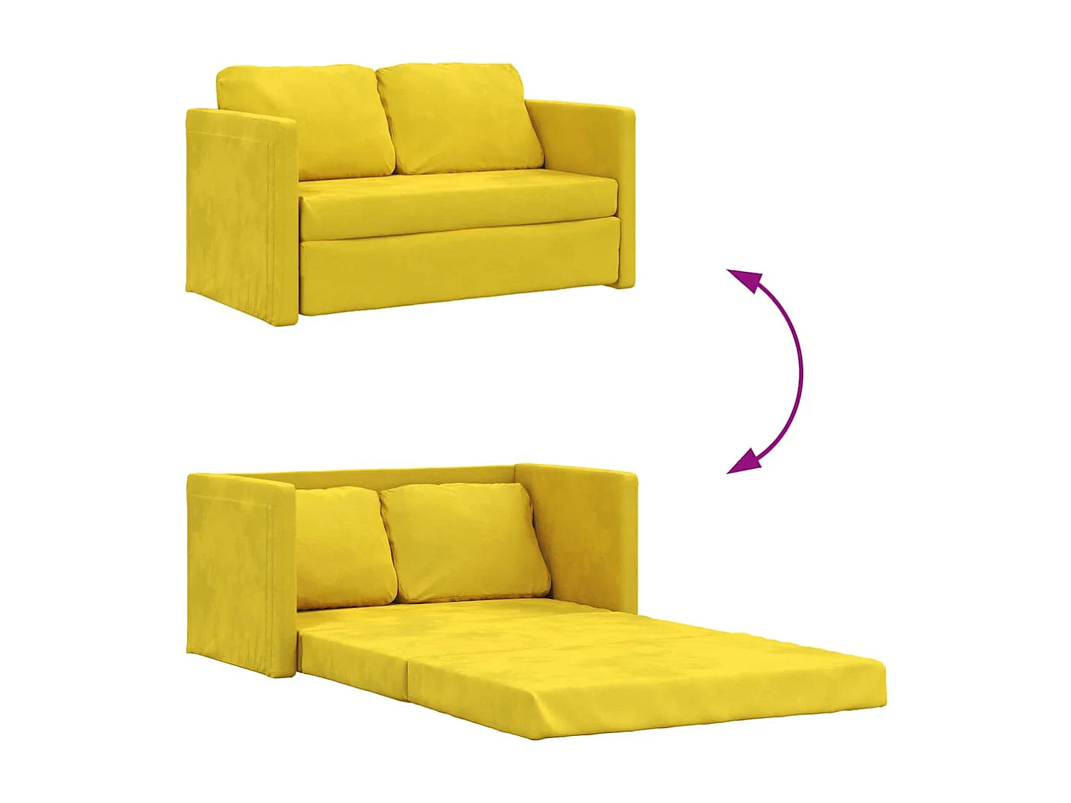 Divano letto 2 in 1 giallo scuro 122x204x55 cm velluto