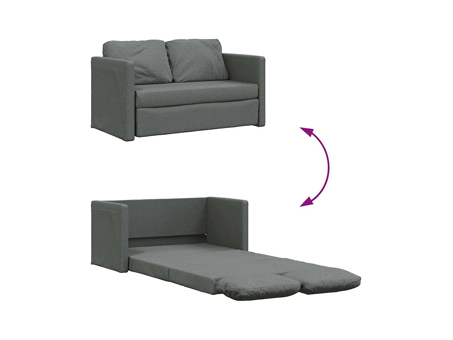 Divano letto 2 in 1 grigio scuro 112x174x55 cm tessuto