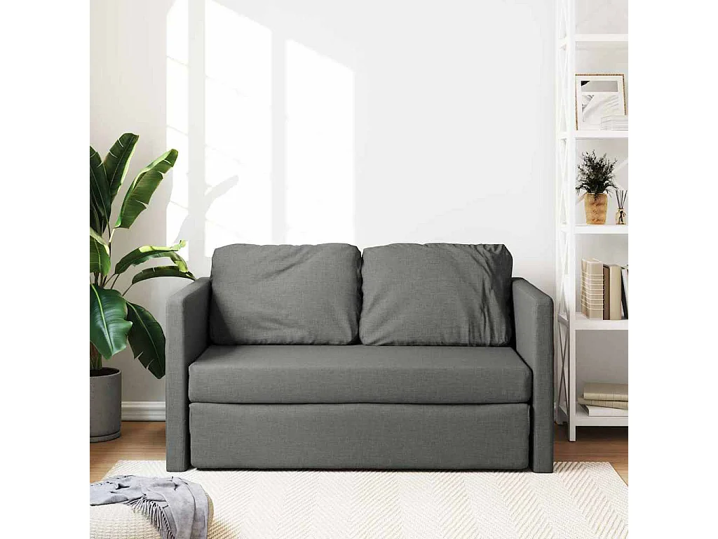 Canapé-lit 2 en 1 gris foncé 112x174x55 cm tissu