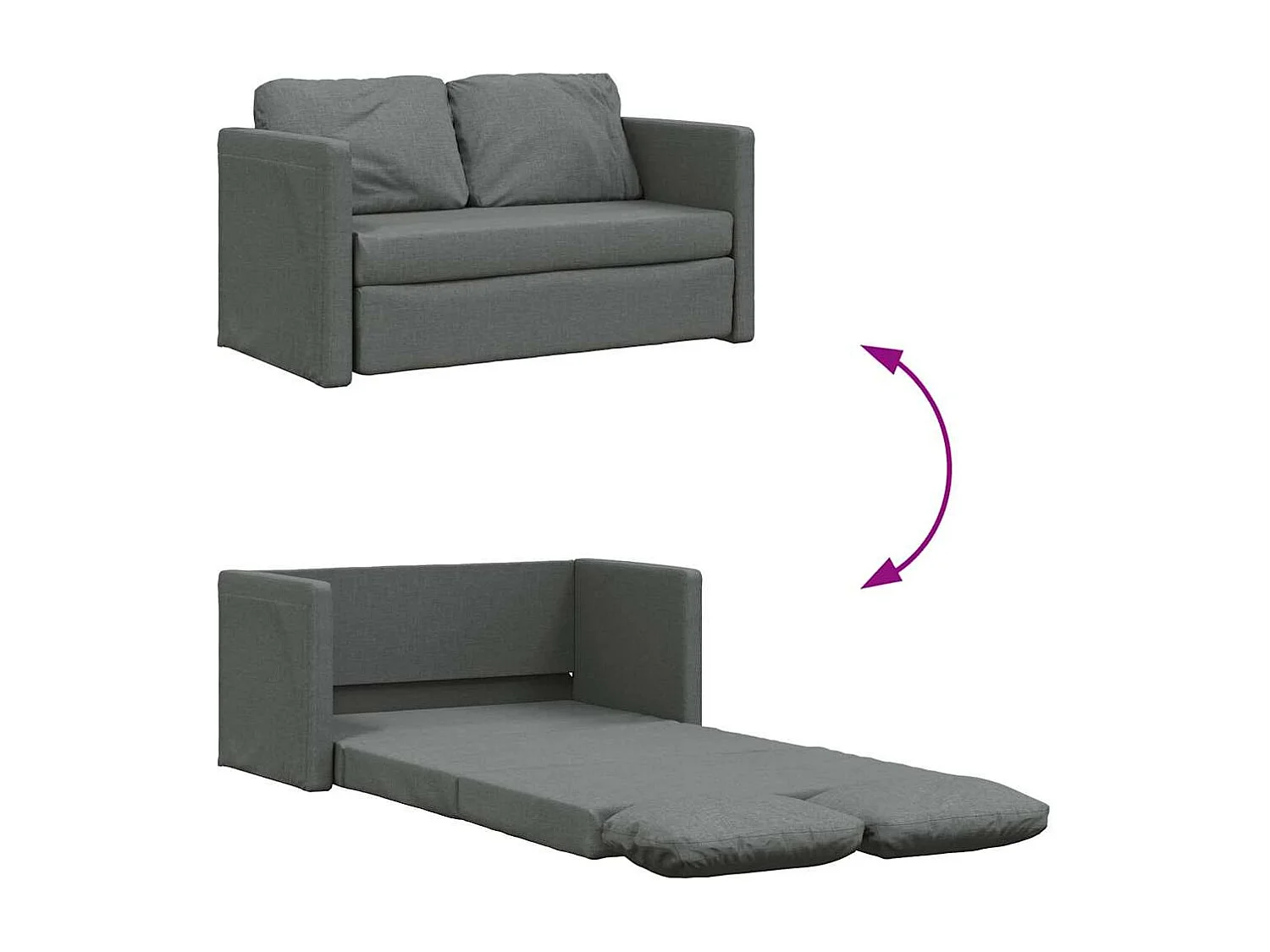 Canapé-lit 2 en 1 gris foncé 112x174x55 cm tissu