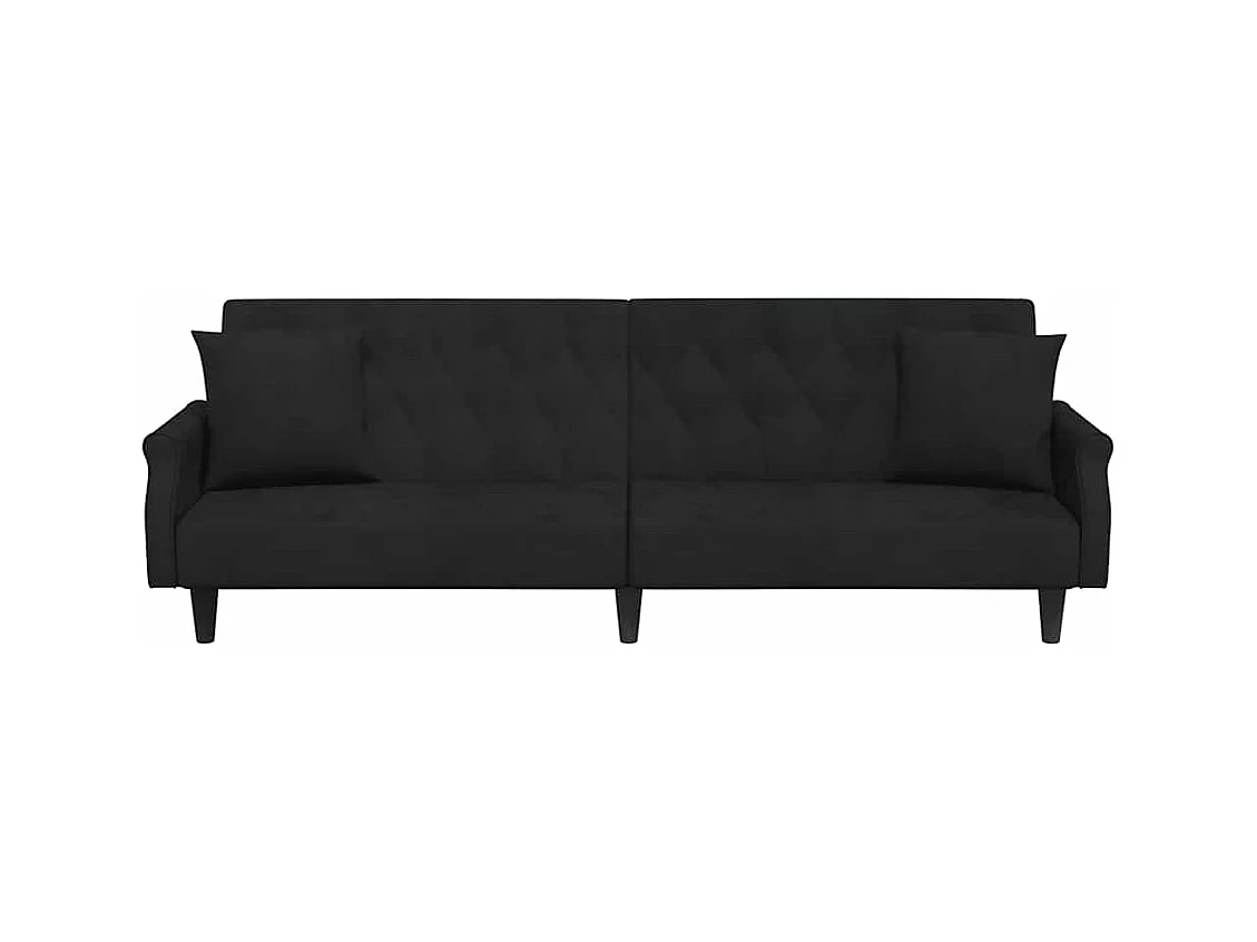 Zwarte fluwelen slaapbank met armleuningen