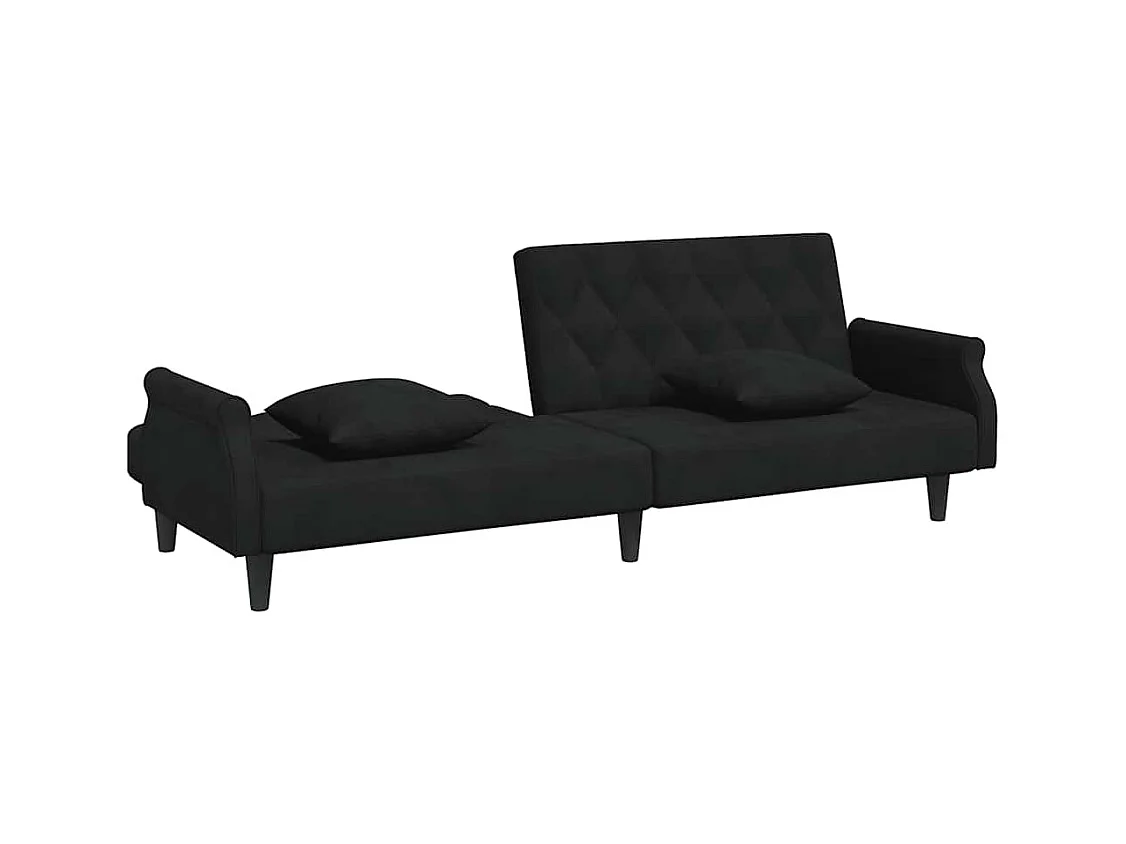 Zwarte fluwelen slaapbank met armleuningen