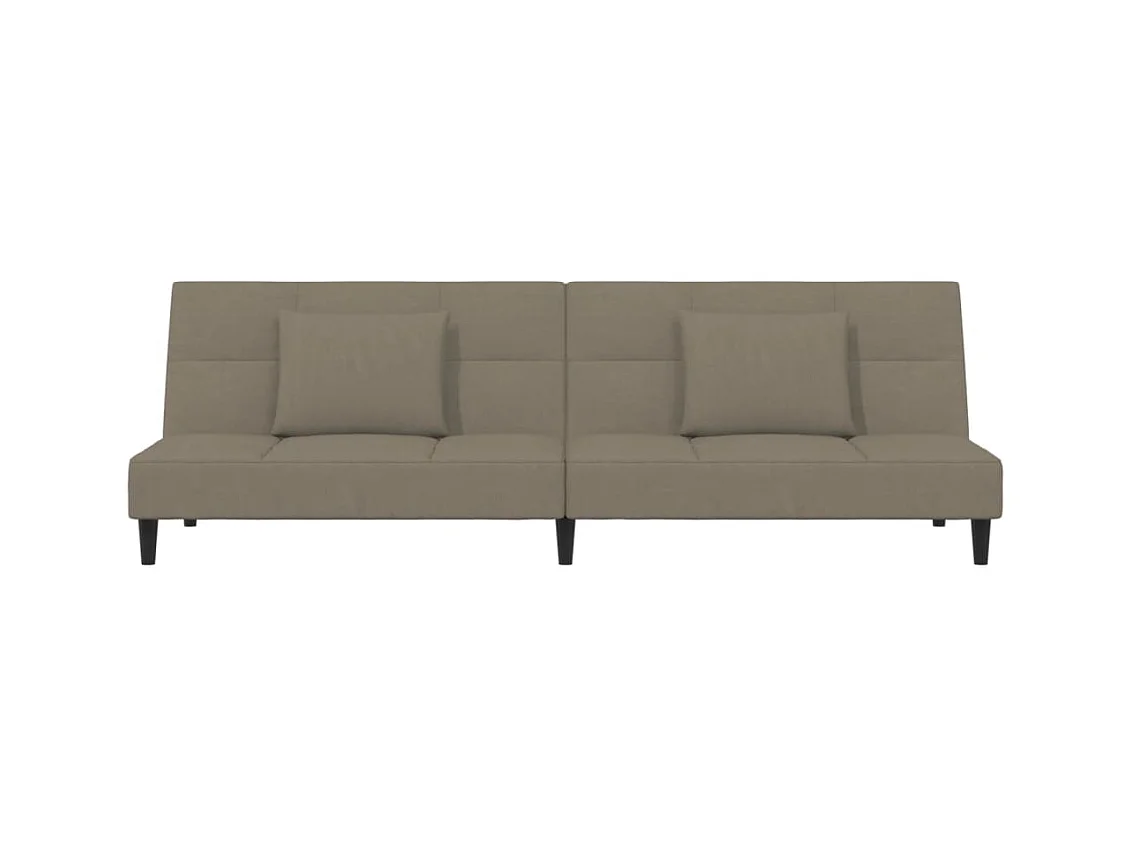 2-Sitzer-Schlafsofa mit zwei Kissen, hellgrauer Samt